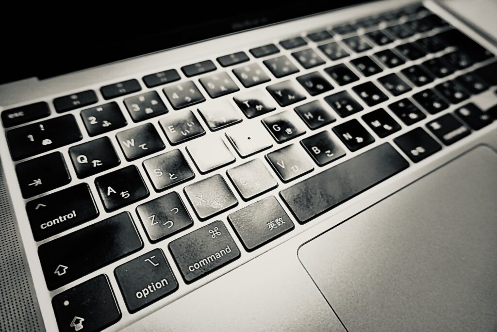 M1 MacBook Airのキーボード部分の拡大写真